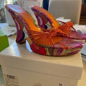 Dior Orange Floral Print wedge